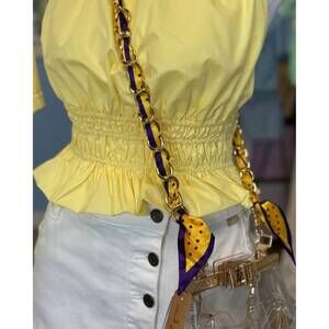 NEW AMESLAYNE women's lsu chain gameday purse strap in yellow/purple